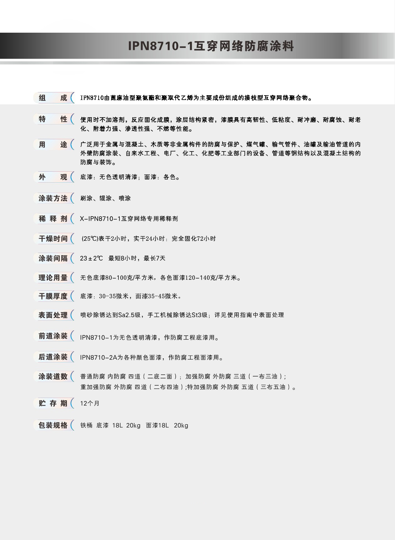 IPN8710互穿網(wǎng)絡防腐涂料